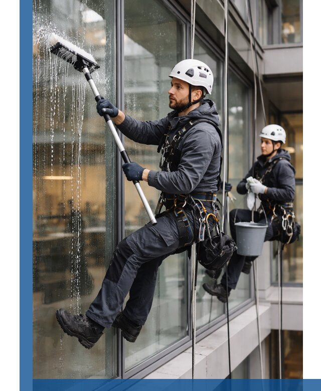 Профессиональная мойка витражей промышленными альпинистами в Пензе