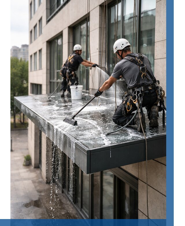 Мойка козырьков и навесов в Пензе от 3593 р. | ВЫСОТНИК-Пнз