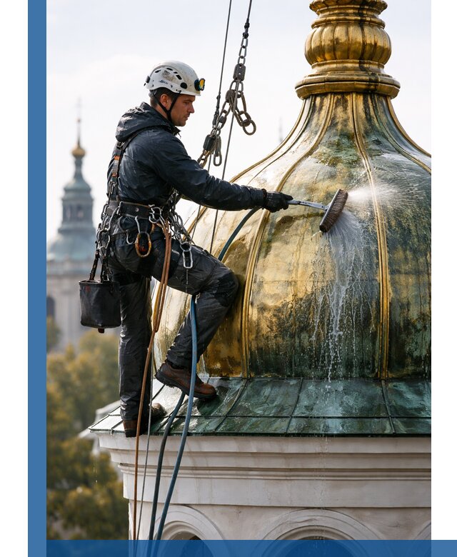 Профессиональная мойка куполов и шпилей высотными альпинистами в Пензе