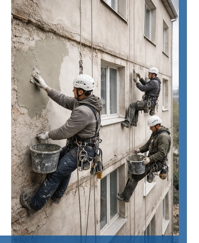 Ремонт штукатурного фасада в Пензе от 770 р. под ключ | ВЫСОТНИК-Пнз