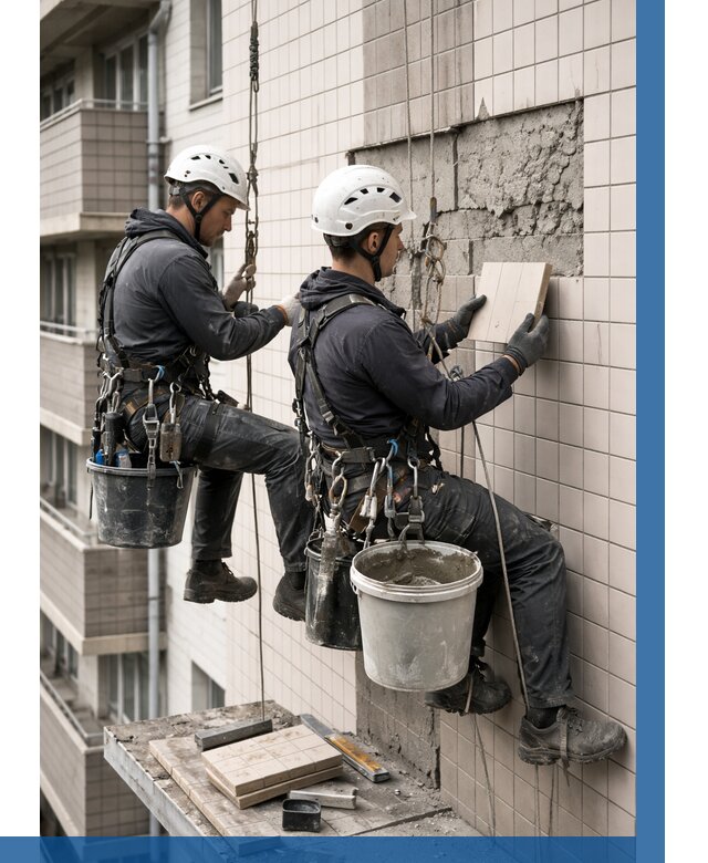 Ремонт облицовки фасада плиткой в Пензе от 1848 р. | ВЫСОТНИК-Пнз