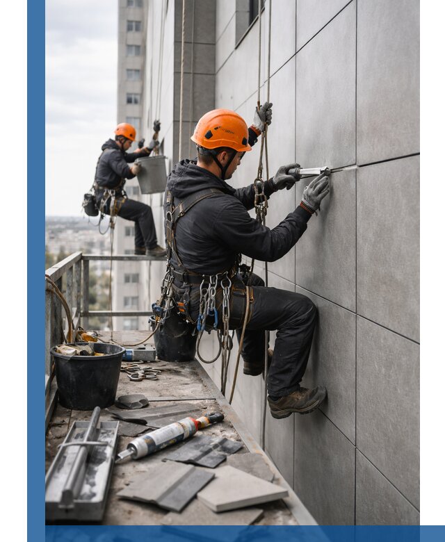 Профессиональный ремонт фасада из керамогранита в Пензе