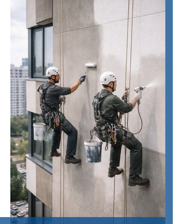 Покраска фасада альпинистами в Пензе от 308 р. | ВЫСОТНИК-Пнз