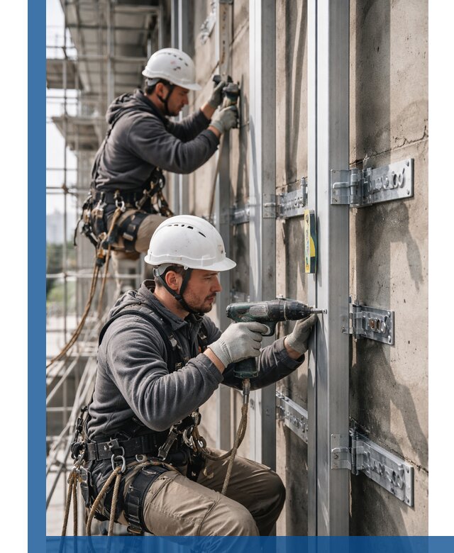 Монтаж и крепление подсистемы вентфасада в Пензе