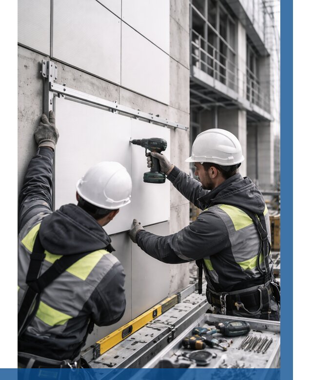 Монтаж композитных панелей фасада в Пензе от 2566 р. | ВЫСОТНИК-Пнз