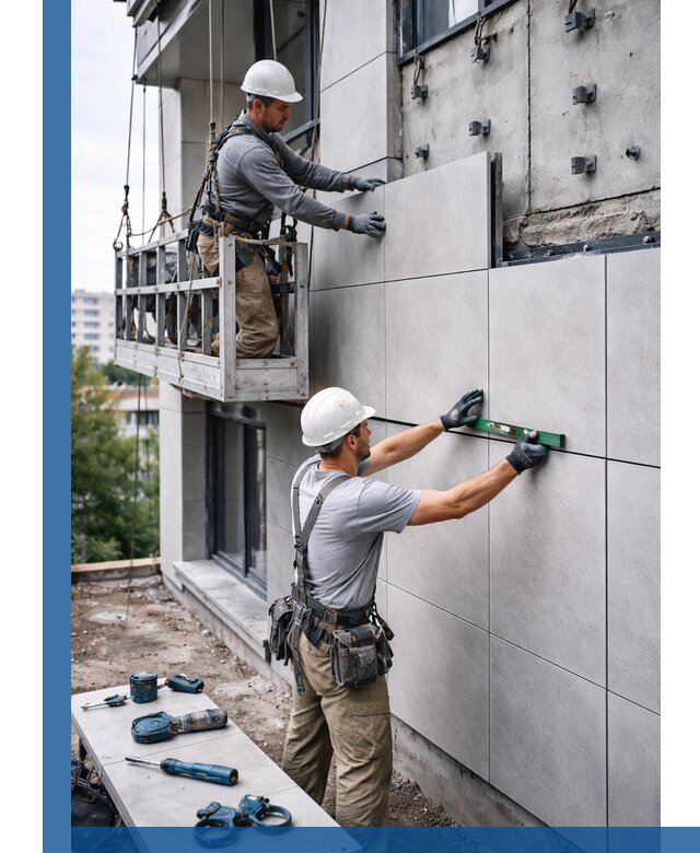 Монтаж керамогранита на фасад в Пензе под ключ с гарантией качества