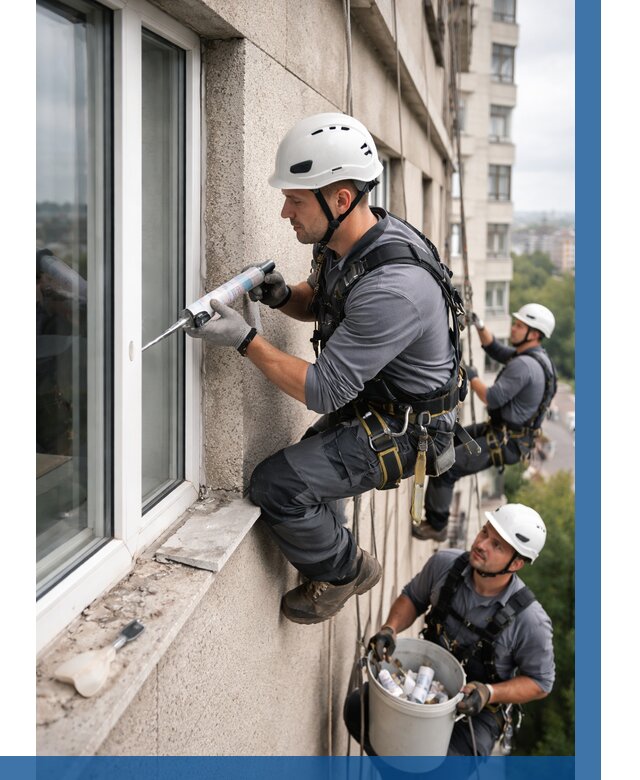Герметизация оконных швов снаружи в Пензе от 1540 р. | ВЫСОТНИК-Пнз