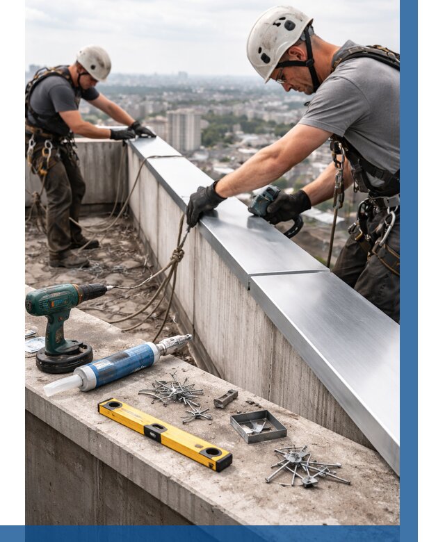 Монтаж парапетных крышек в Пензе от 821 р. | ВЫСОТНИК-Пнз