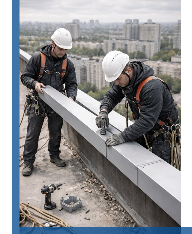 Монтаж парапетных крышек и ограждений кровли в Пензе