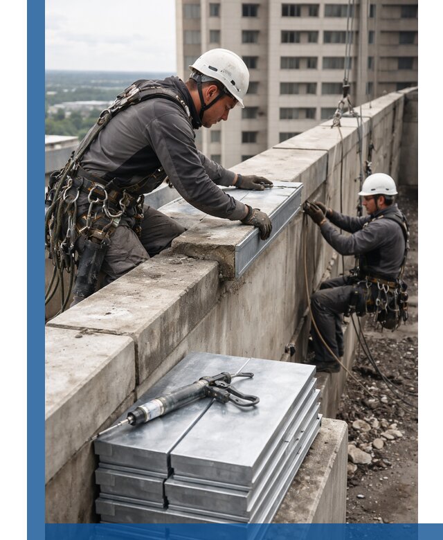 Замена парапетных крышек и установка новых в Пензе