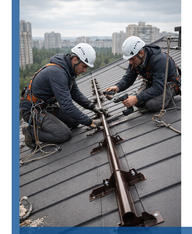 Монтаж снегозадержателей на кровле зданий в Пензе под ключ