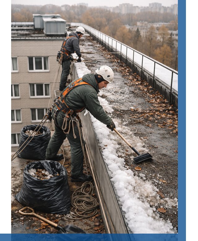 Очистка кровли по периметру в Пензе от 565 р. | ВЫСОТНИК-Пнз