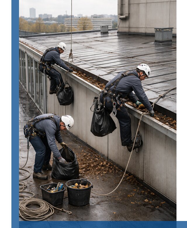 Очистка кровли по периметру в Пензе силами промышленных альпинистов