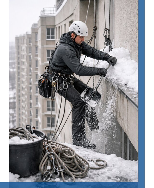 Очистка карнизов от снега в Пензе от 308 р. | ВЫСОТНИК-Пнз