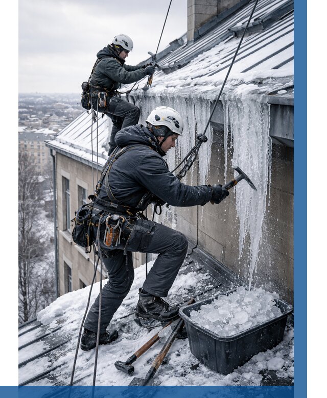 Удаление наледи с кровли в Пензе от 5646 р. | ВЫСОТНИК-Пнз