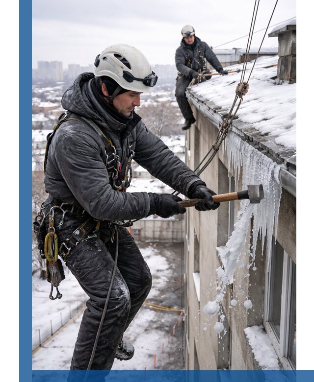 Сбивание и удаление сосулек с крыши в Пензе безопасно