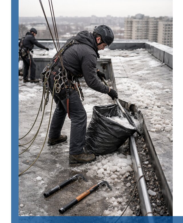 Аварийная очистка кровли в Пензе от промальпинистов