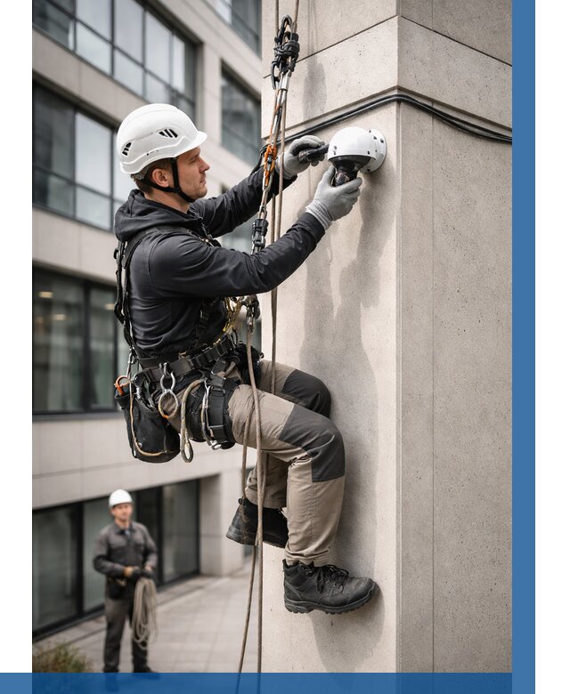 Монтаж камер видеонаблюдения на фасаде в Пензе от 8725 р.-ВЫСОТНИК-Пнз