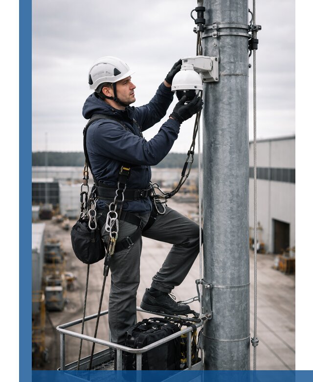 Профессиональная установка видеокамер на мачте в Пензе