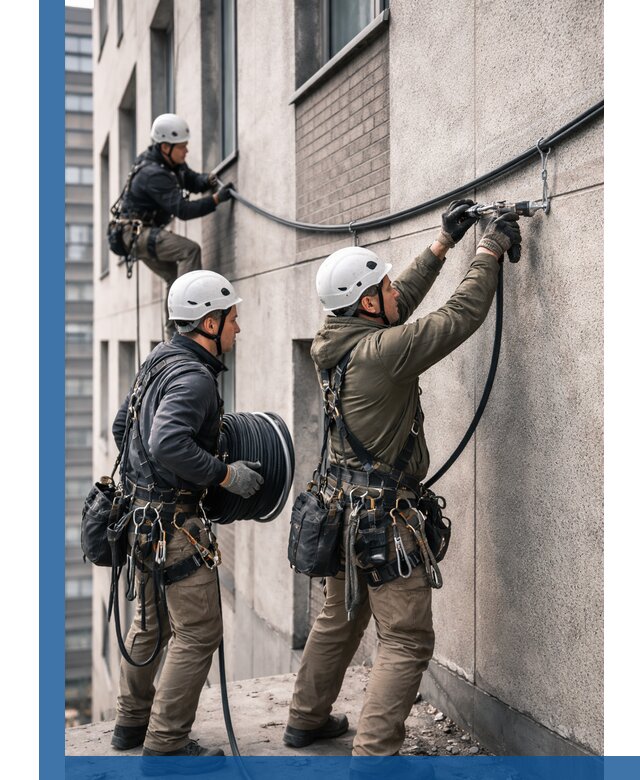 Прокладка кабеля по фасаду в Пензе, профессиональный монтаж