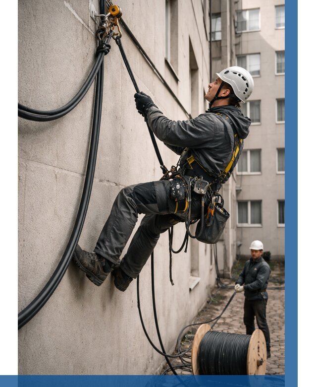 Протяжка кабеля питания на высоте в Пензе от 462 р. | ВЫСОТНИК-Пнз