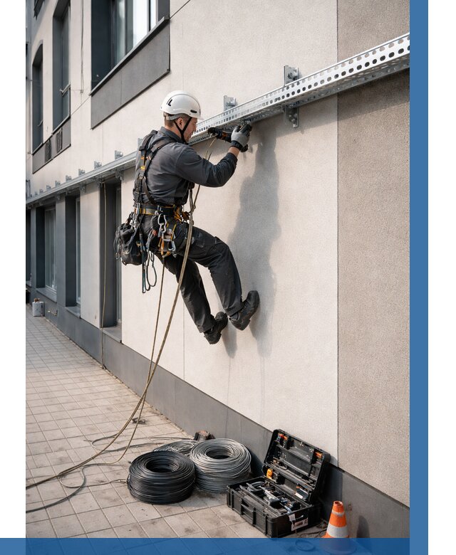 Монтаж кабельных лотков на фасаде в Пензе от 1232 р. | ВЫСОТНИК-Пнз