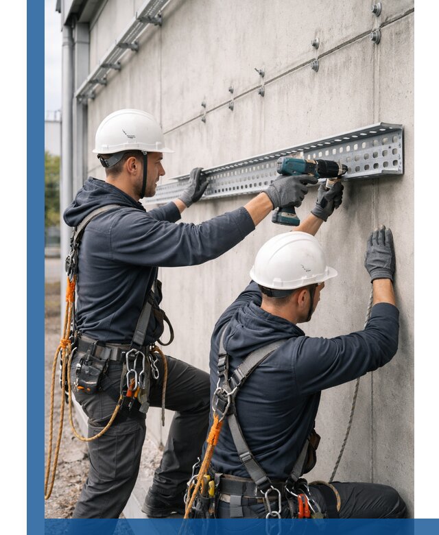 Монтаж кабельных лотков на фасаде зданий в Пензе с гарантией