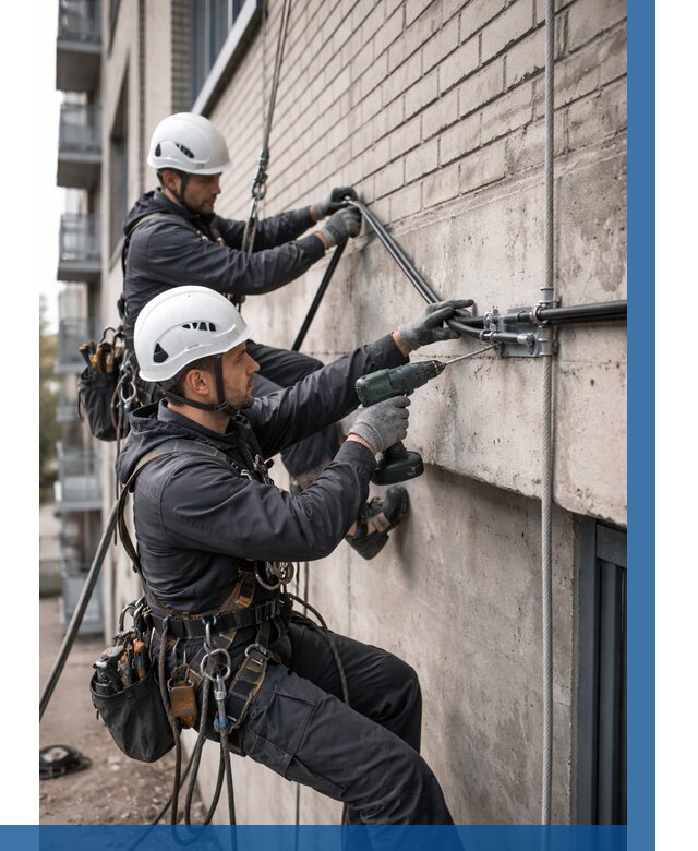 Крепление кабеля на фасаде в Пензе от 359 р. | ВЫСОТНИК-Пнз