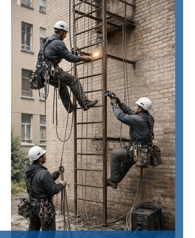 Ремонт пожарной лестницы в Пензе от 7699 р. | ВЫСОТНИК-Пнз