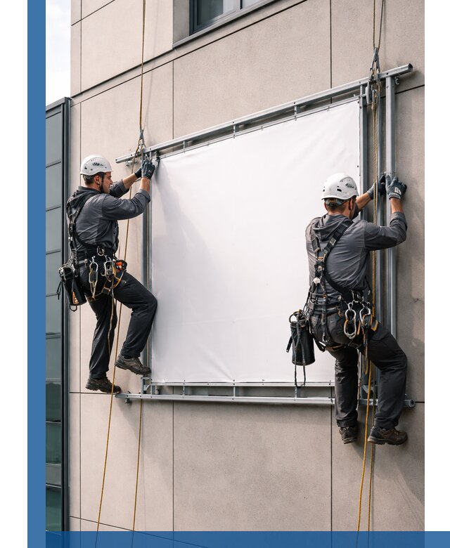 Монтаж наружной рекламной вывески в Пензе под ключ