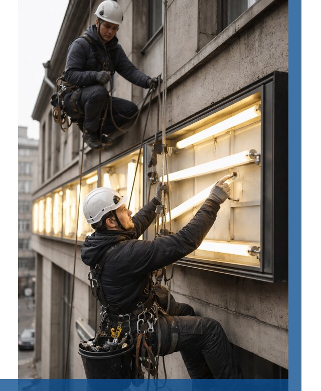 Замена ламп в вывеске в Пензе под ключ от 3593 р. | ВЫСОТНИК-Пнз
