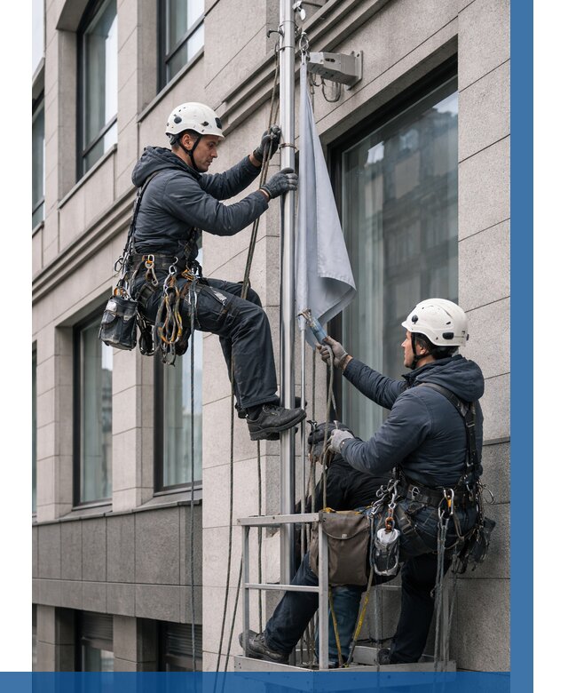 Установка флагов на фасаде в Пензе от 4619 р. | ВЫСОТНИК-Пнз