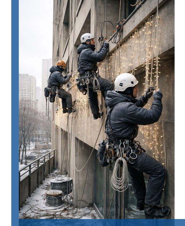 Монтаж новогодней иллюминации и украшение фасадов в Пензе