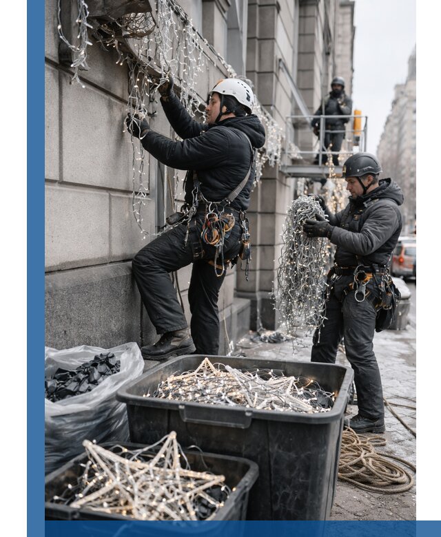 Демонтаж новогоднего оформления и гирлянд в Пензе