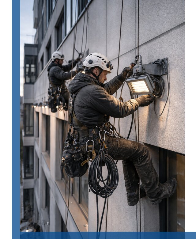 Монтаж фасадного освещения в Пензе установка и подключение