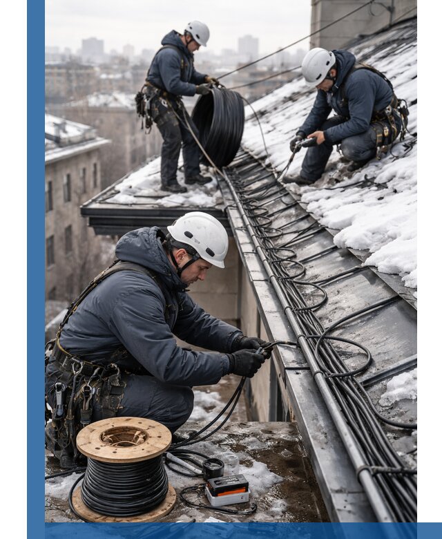 Монтаж греющего кабеля на кровле в Пензе под ключ