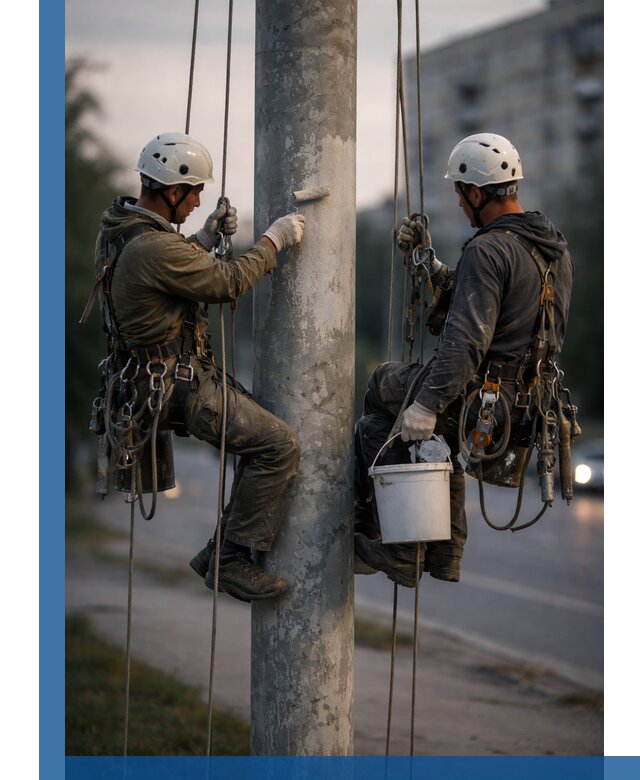 Покраска опор освещения и антикоррозийная защита в Пензе