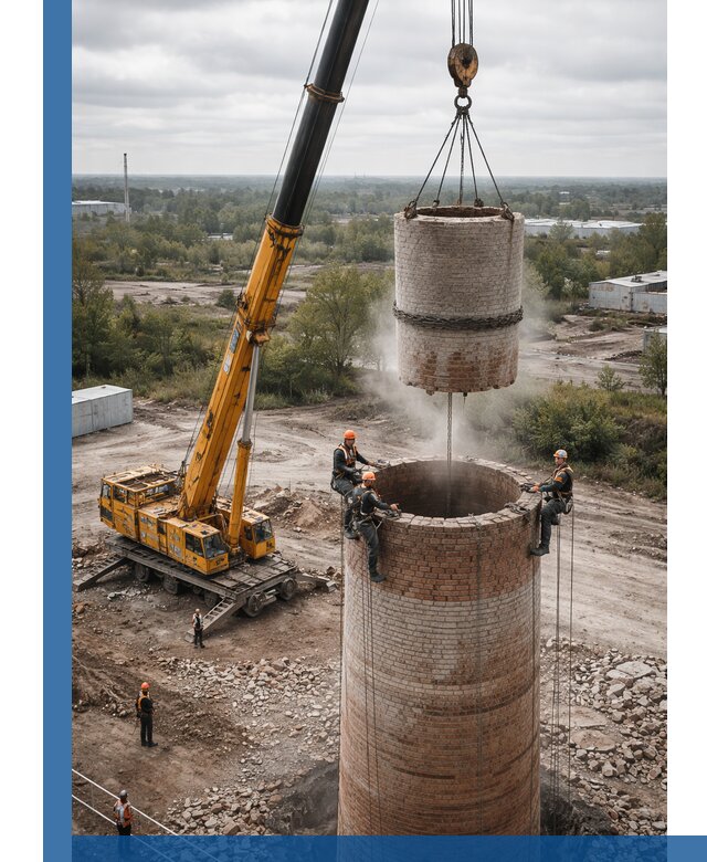 Демонтаж дымовой трубы в Пензе с гарантиями безопасности