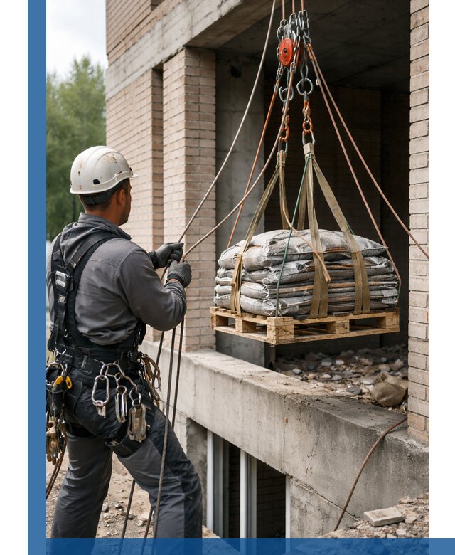 Подъем материалов на этаж веревками в Пензе оперативно