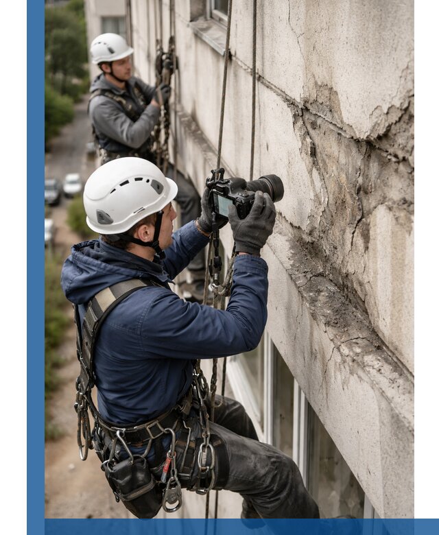 Фотофиксация дефектов фасада с высотной съемкой в Пензе