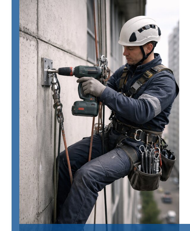 Установка анкерных точек для высотных работ в Пензе