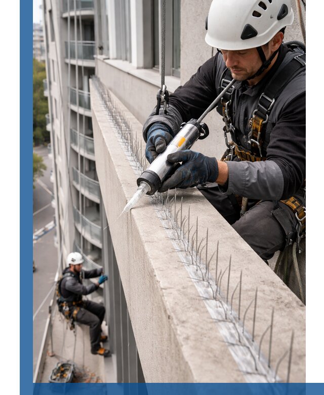 Установка шипов от птиц на фасадах и кровлях в Пензе